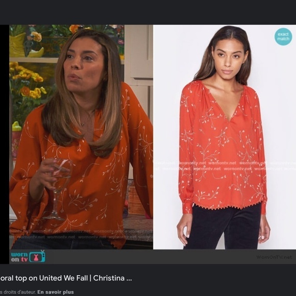 REVOLVE x Joie Allea Blouse Peasant Orange Cinnamon/Cream As seen on TV Sz S - Picture 16 of 16